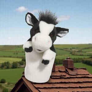 Douglas Arabella Cow Hand Puppet Stuffed Animal 11" Plush Baby Toy Farm Theme